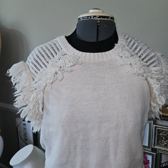 BCBGMaxAzria Fringe-Trimmed Sweater Short Sleeve - Picture 3 of 4